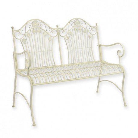 Banca gradina din fier forjat antik white