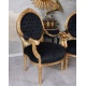 Set doua semifotolii baroc din lemn masiv auriu cu tapiterie neagra