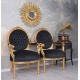 Set doua semifotolii baroc din lemn masiv auriu cu tapiterie neagra