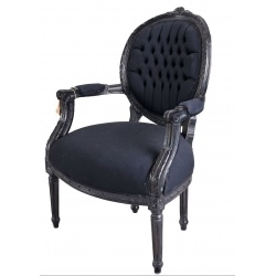 Semifotoliu din lemn masiv negru cu tapiterie neagra