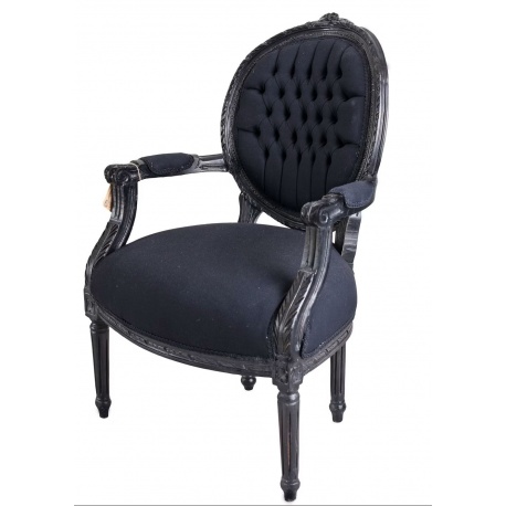 Semifotoliu din lemn masiv negru cu tapiterie neagra