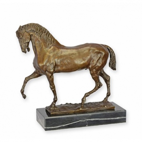 Cal la trap-statueta din bronz cu soclu marmura
