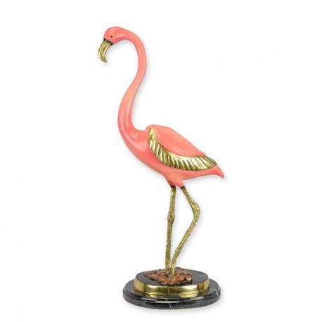 Flamingo-statueta vieneza bronz cu soclu marmura