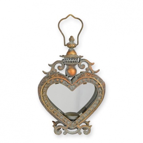 Felinar decorativ inima bronz