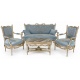 Set baroc living din lemn masiv auriu cu tapiterie catifea bleu