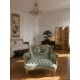 Sofa baroc din lemn auriu cu tapiterie catifea verde salvie