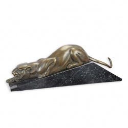 Pantera-statueta din bronz cu un soclu din marmura