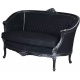 Sofa din lemn masiv negru cu tapiterie neagra
