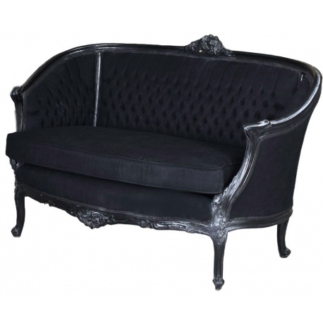 Sofa din lemn masiv negru cu tapiterie neagra