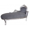 Sofa din lemn masiv auriu cu tapiterie din catifea gri