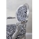 Semifotoliu din lemn masiv argintiu cu tapiterie zebra