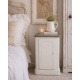 Noptiera Shabby Chic din lemn masiv alb cu blat gri