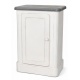 Noptiera Shabby Chic din lemn masiv alb cu blat gri