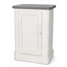 Noptiera Shabby Chic din lemn masiv alb cu blat gri