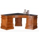 Birou de colt din lemn masiv  mahon cu tapiterie neagra