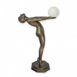 Lampa Art Deco femeie din bronz patinat
