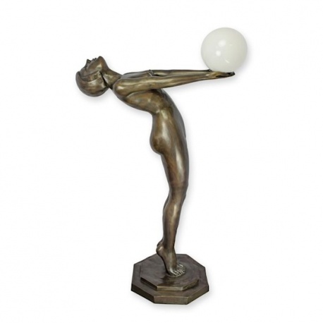 Lampa Art Deco femeie din bronz patinat