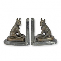Buldogi-set doua suporturi pentru carti din bronz