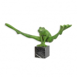 Broasca sarind-statueta din bronz cu soclu din marmura