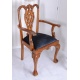 Scaun Chippendale din lemn mahon cu tapiterie neagra