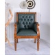 Scaun Chesterfield din lemn mahon cu tapiterie verde