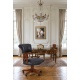 Scaun Chesterfield din lemn mahon cu tapiterie neagra