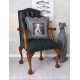 Fotoliu Chesterfield din lemn mahon cu tapiterie verde