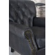 Fotoliu Chesterfield din lemn masiv cu tapiterie din piele neagra