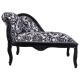Sofa din lemn masiv negru cu tapiterie alba cu flori negre