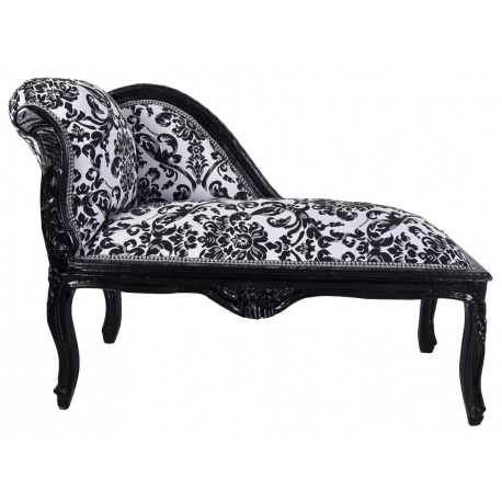 Sofa din lemn masiv negru cu tapiterie alba cu flori negre