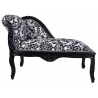 Sofa din lemn masiv negru cu tapiterie alba cu flori negre