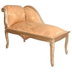 Sofa din lemn masiv auriu cu tapiterie din matase aurie