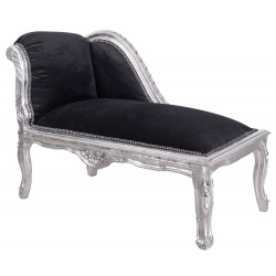 Sofa din lemn masiv argintiu cu tapiterie neagra