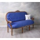 Sofa Madamme Pompandour din lemn mahon cu tapiterie albastra