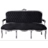 Sofa trei locuri din lemn masiv argintiu cu tapiterie neagra