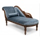 Sofa Empire din lemn mahon cu capete de lebede si tapiterie din matase