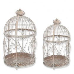 Set doua colivii decorative din fier forjat antik white