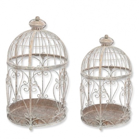 Set doua colivii decorative din fier forjat antik white