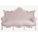 Sofa baroc din lemn masiv alb cu tapiterie crem