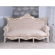 Sofa baroc din lemn masiv alb cu tapiterie crem