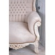 Sofa baroc din lemn masiv alb cu tapiterie crem