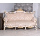 Sofa baroc din lemn masiv alb cu tapiterie crem