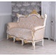 Sofa baroc din lemn masiv alb cu tapiterie crem