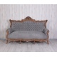 Sofa baroc din lemn mahon cu tapiterie gri