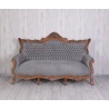 Sofa baroc din lemn mahon cu tapiterie gri