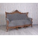 Sofa baroc din lemn mahon cu tapiterie gri