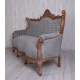 Sofa baroc din lemn mahon cu tapiterie gri
