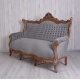 Sofa baroc din lemn mahon cu tapiterie gri