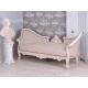 Sofa rococo din lemn masiv alb cu tapiterie crem