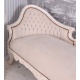 Sofa rococo din lemn masiv alb cu tapiterie crem